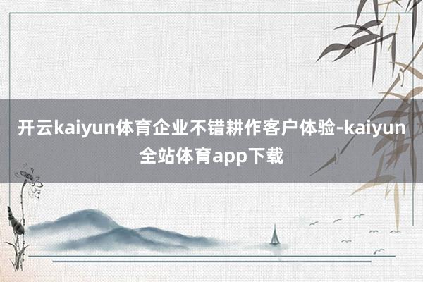 开云kaiyun体育企业不错耕作客户体验-kaiyun全站体育app下载