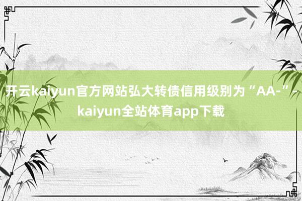 开云kaiyun官方网站弘大转债信用级别为“AA-”-kaiyun全站体育app下载