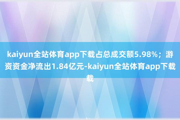 kaiyun全站体育app下载占总成交额5.98%;游资资金净流出1.84亿元-kaiyun全站体育app下载